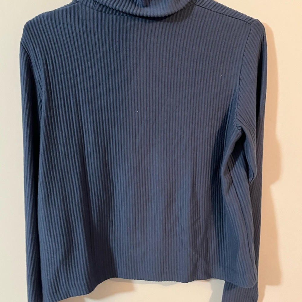 Club Monaco medium women’s blue Ribbed Cowl Neck Sweater - Picture 3 of 5